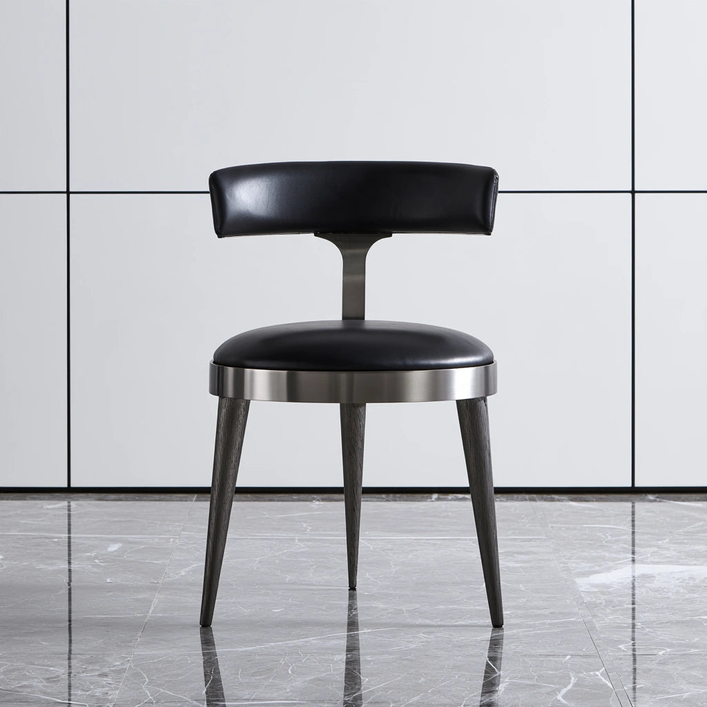 Sedia da pranzo in pelle, colore nero
