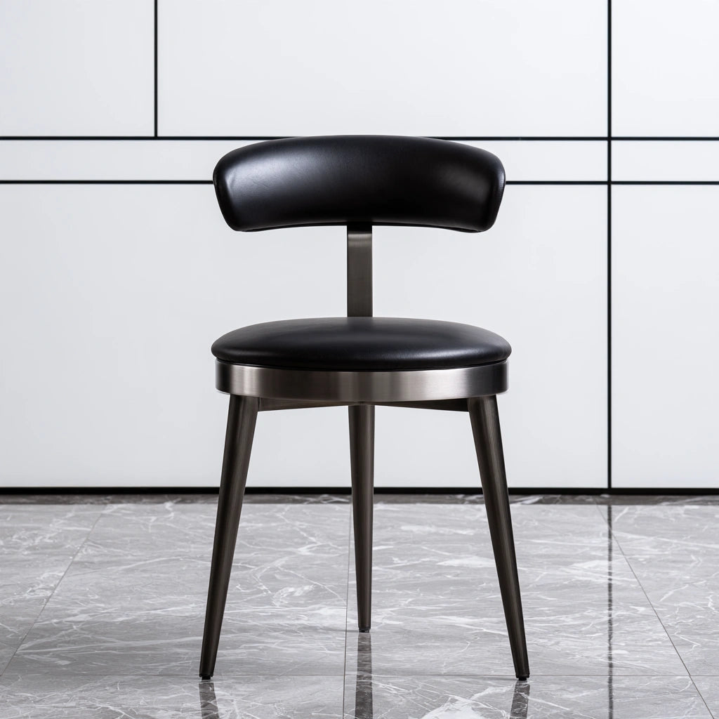 Sedia da pranzo in pelle, colore nero