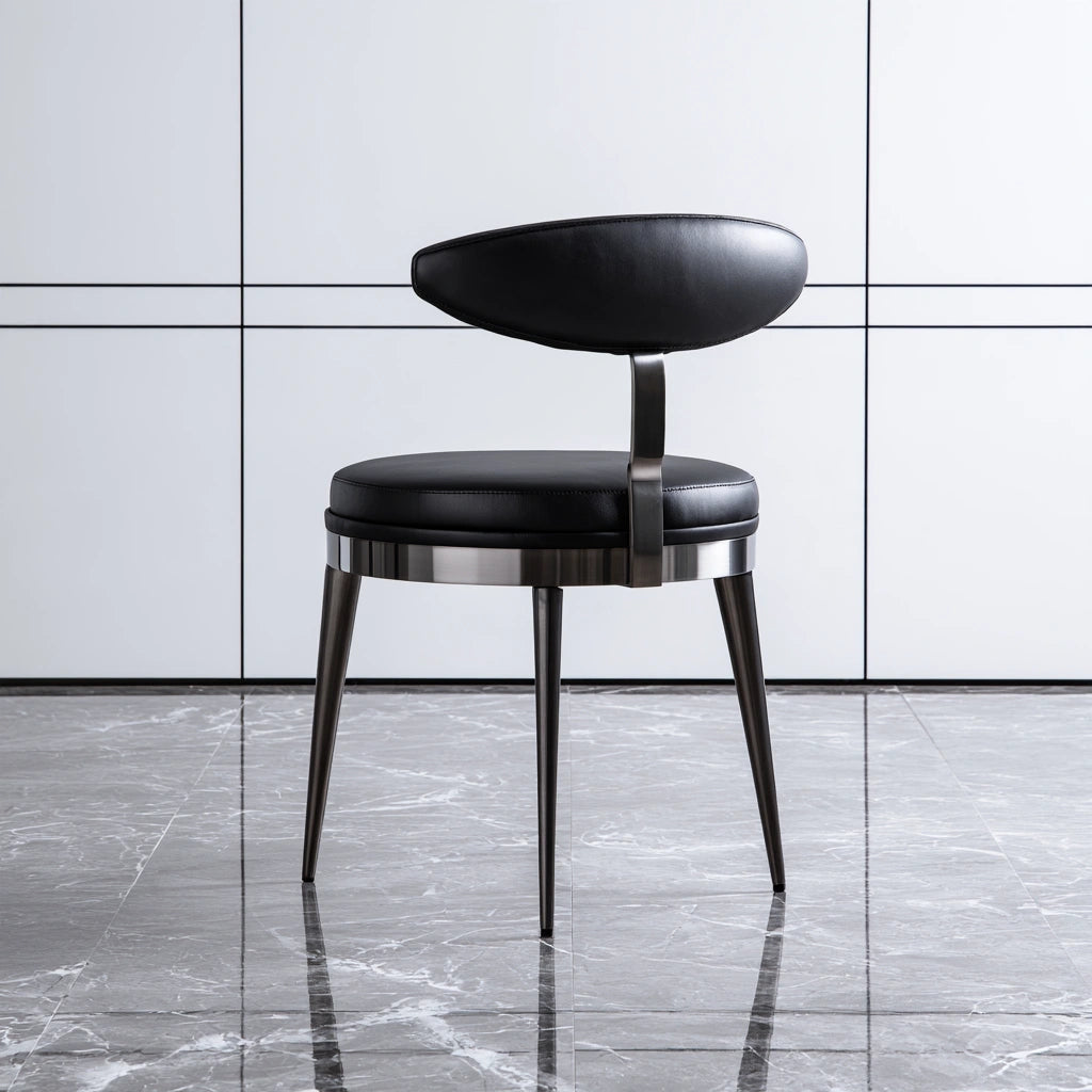 Sedia da pranzo in pelle, colore nero