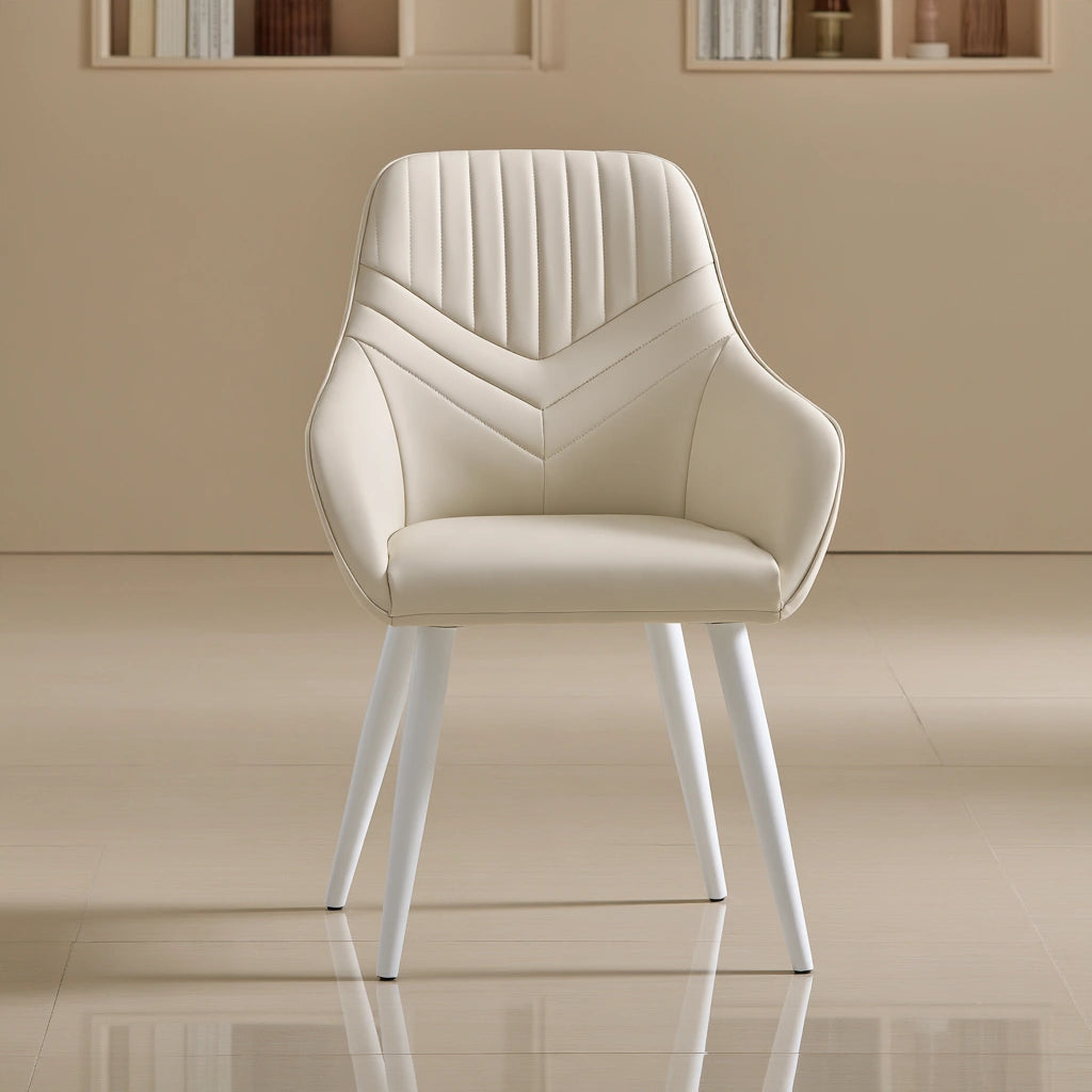 Sedia da pranzo in similpelle, colore beige chiaro