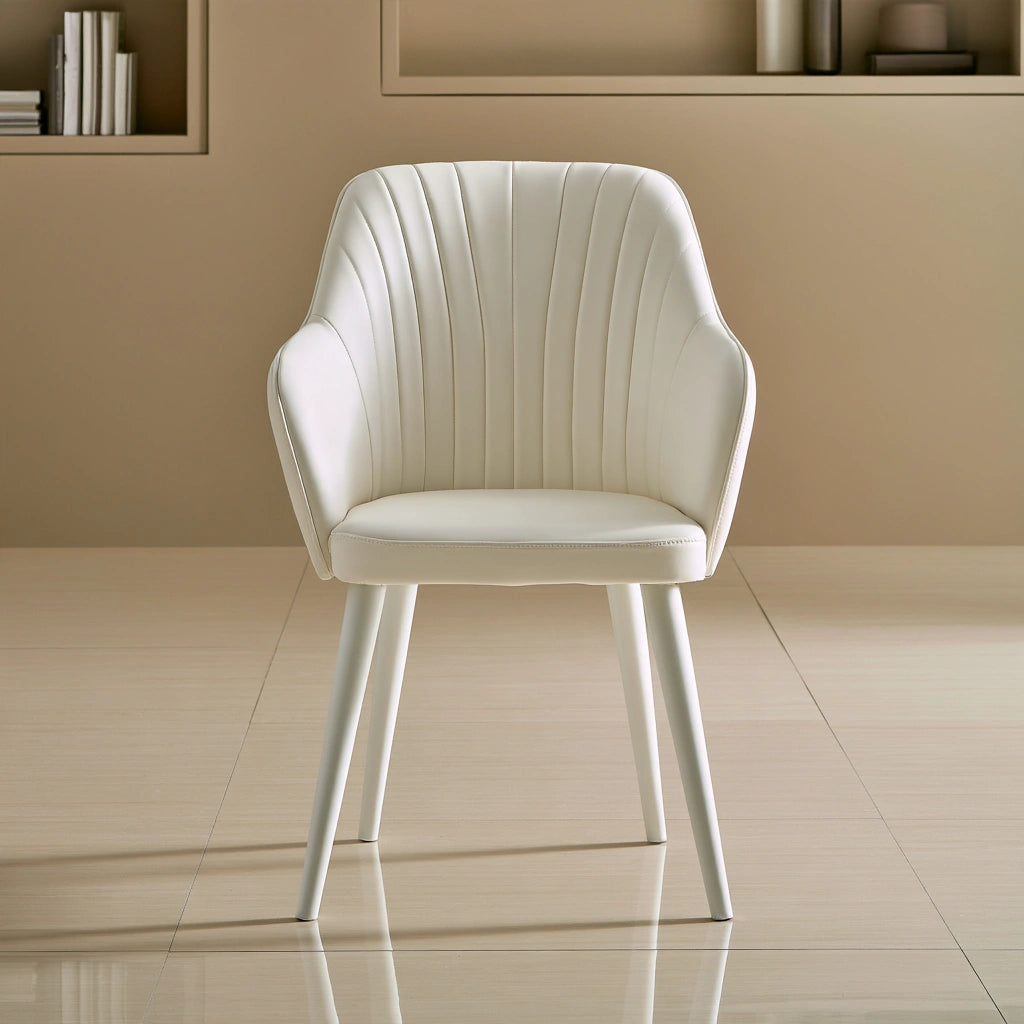Sedia da pranzo in similpelle, colore beige chiaro