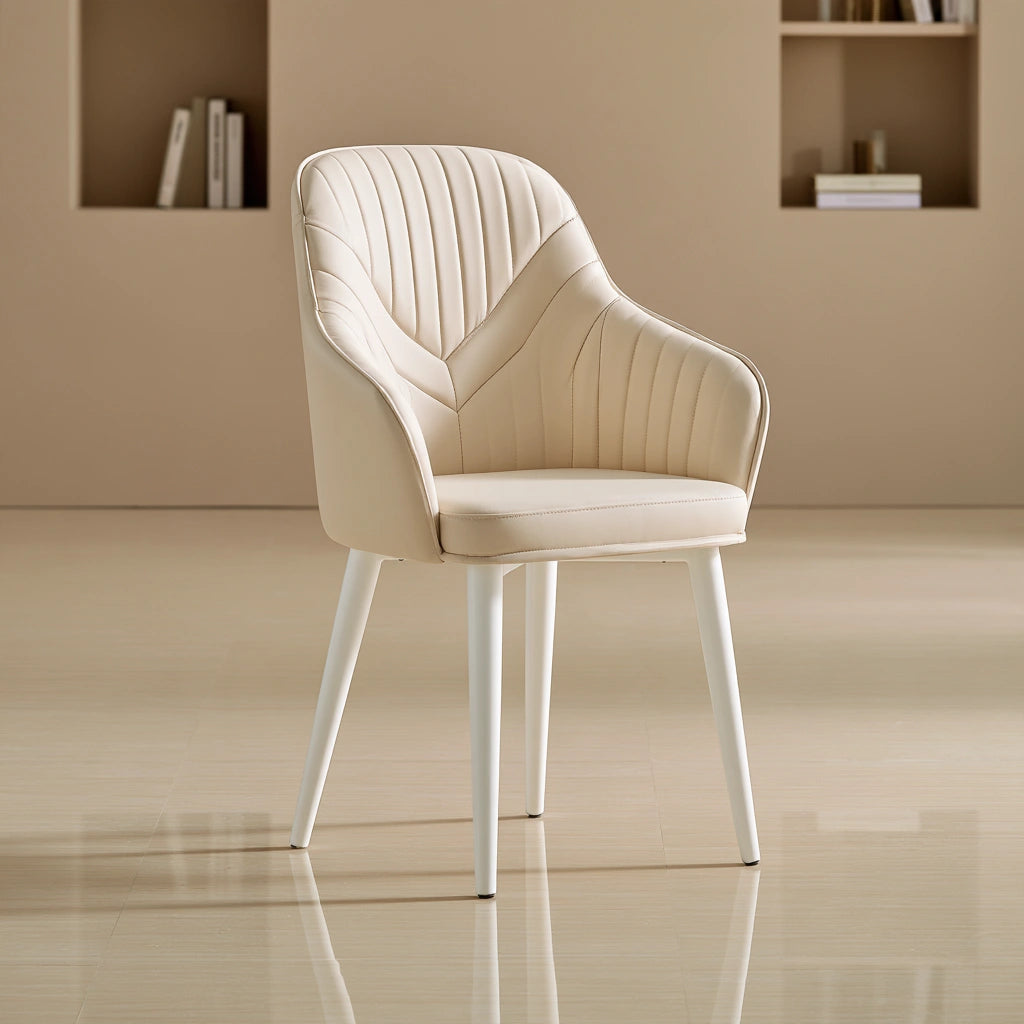 Sedia da pranzo in similpelle, colore beige chiaro