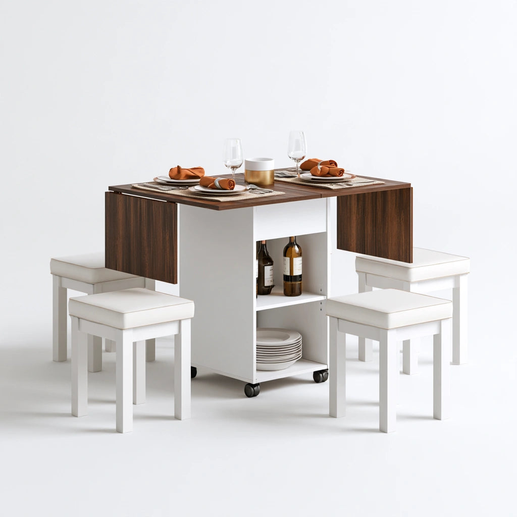 Tavolo da pranzo pieghevole in legno, colore bianco