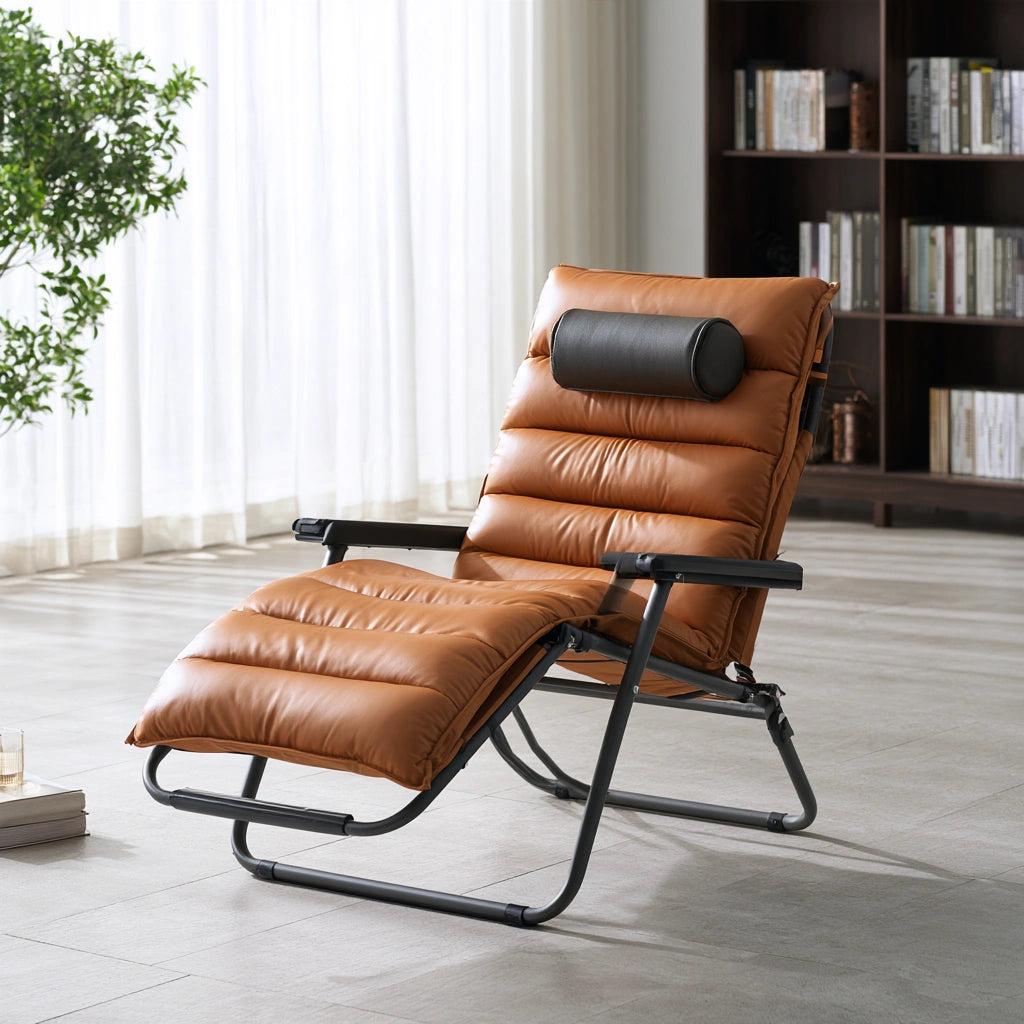 Rivestimento elasticizzato per poltrona relax in pelle pieghevole, colore marrone e cuoio